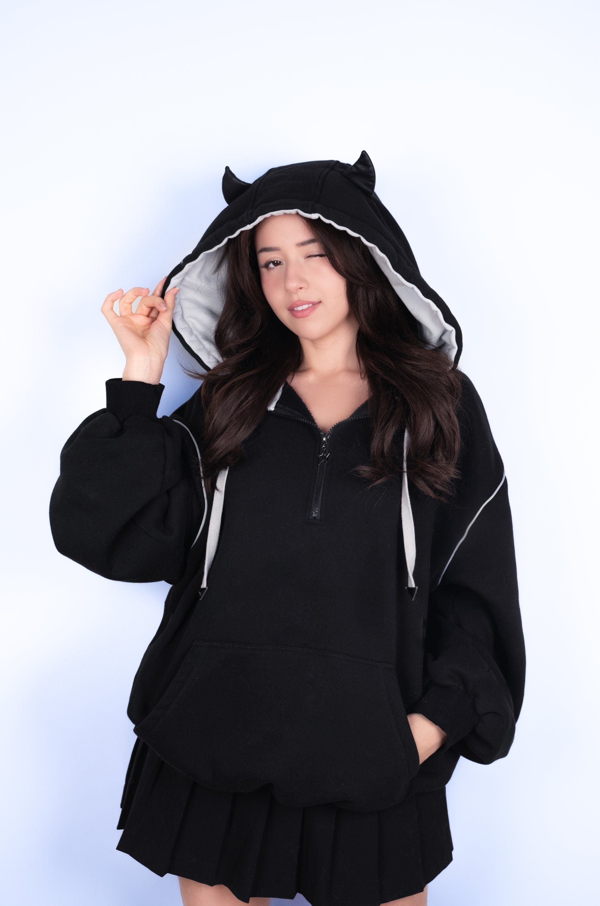 POKI DEVIL QUARTER ZIP HOODIE – Pokimane x Ebiko